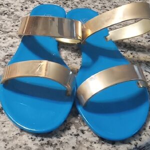 Kali Blue and Gold Sandals